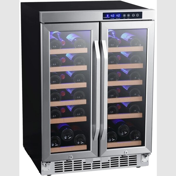 Edgestar 24 Inch Wide 36 Bottle BuiltIn Wine Cooler with Dual Cooling Zones and French Doors CWR362FD - main